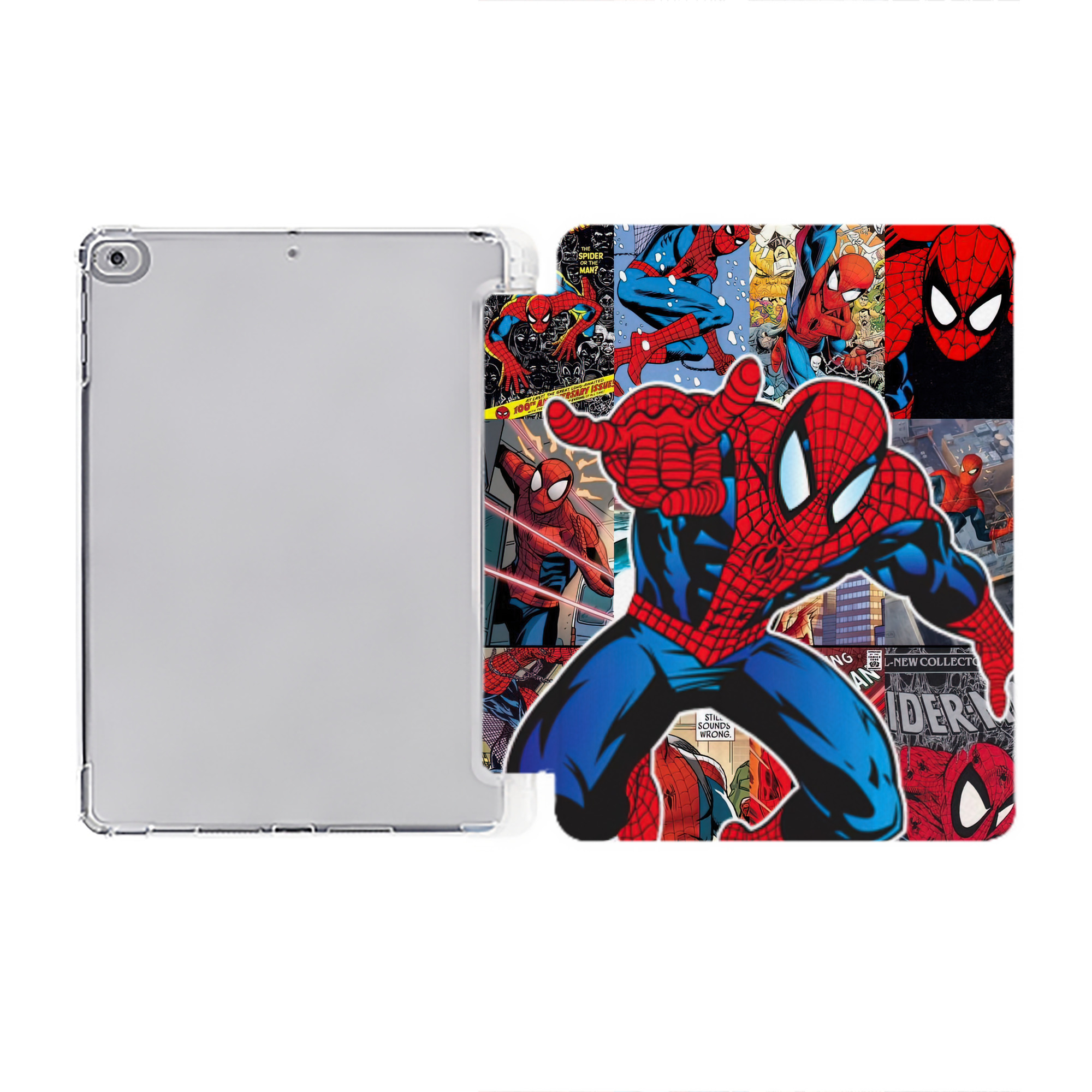 （画像用） Spider Man スパイダーマン IPad ケース ペン収納付き 三つ折りスタンド PUレザー×シリコン 対応機種9.5/10.5/10.9インチ
